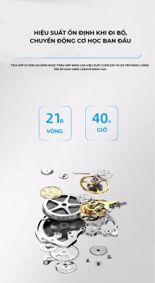 Mặt sau đồng hồ HANBORO 918 – Lộ cơ tinh tế, thể hiện sự tỉ mỉ trong từng chi tiết chế tác.