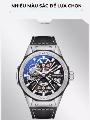 Bộ sản phẩm đồng hồ HANBORO 918 chính hãng – Bao gồm hộp, phụ kiện và thẻ bảo hành từ Vũ Watch.